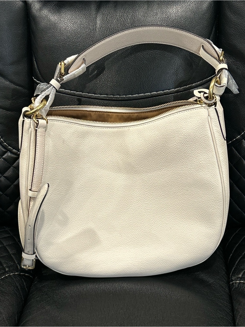 Coach Pebbled Leather Shoulder Bag in Chalk/Cream